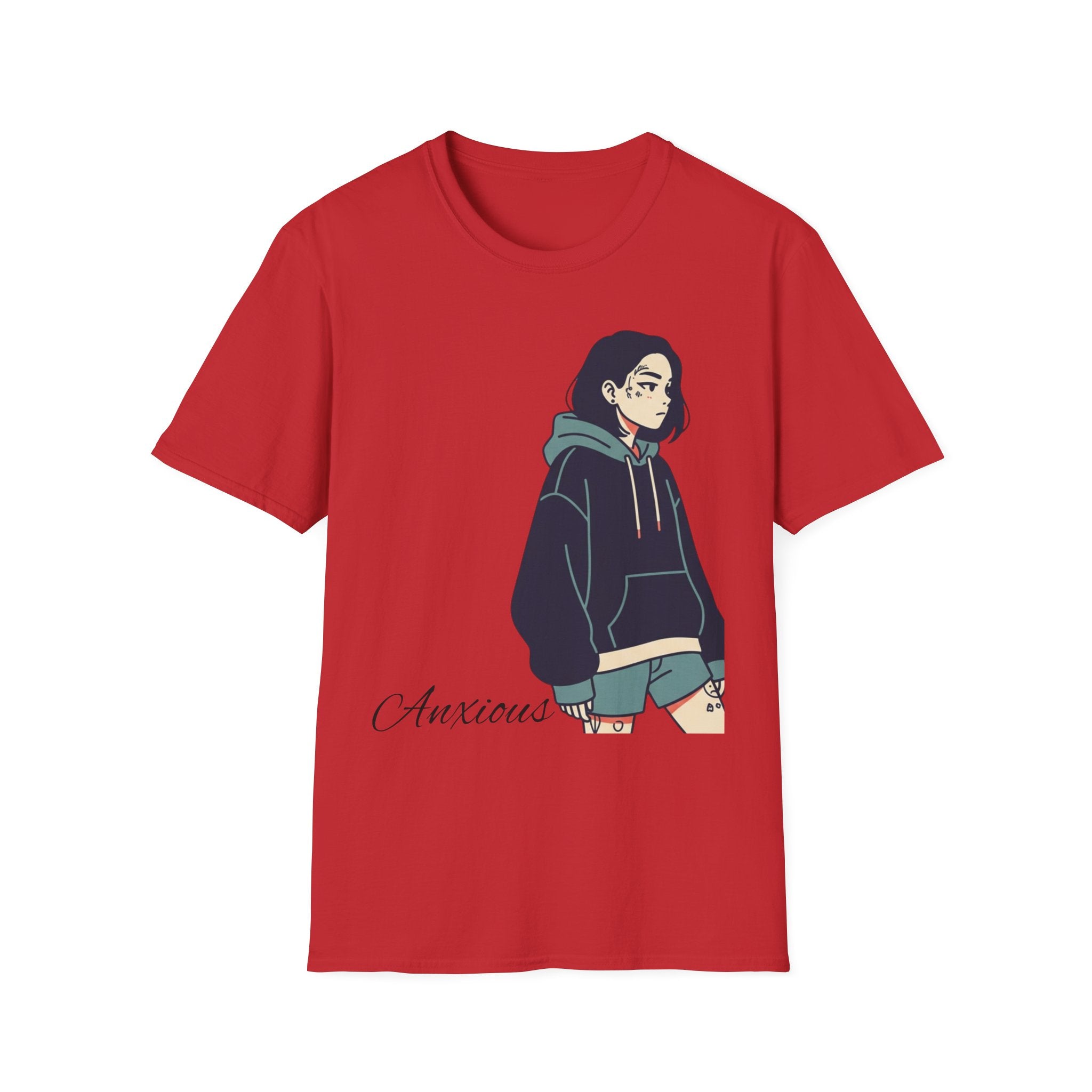 T‑Shirt — Moody Anime Girl Hoodie Illustration Tee