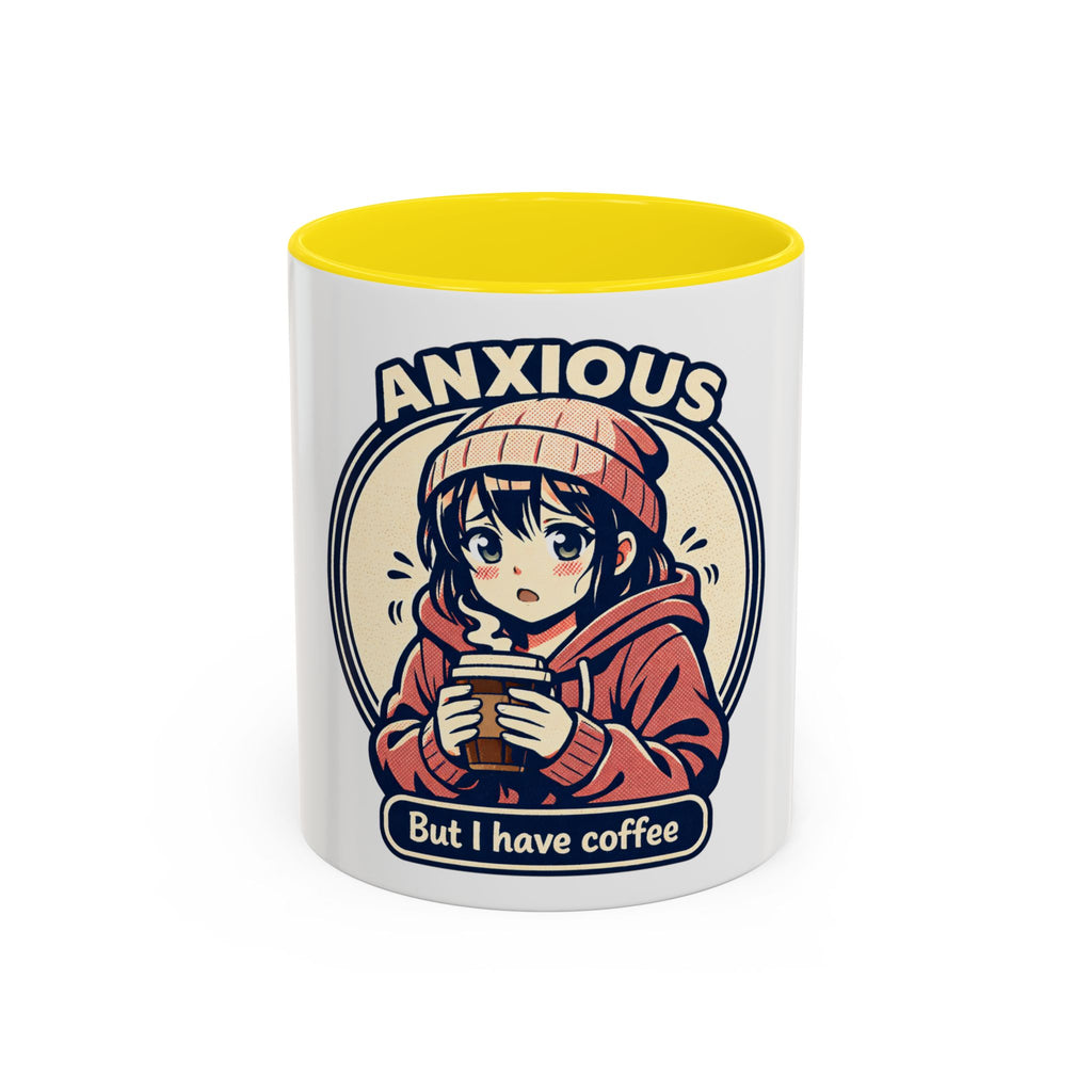 Coffee Mug — 'Anxious But I Have Coffee' Cute Anime Comfort Mug