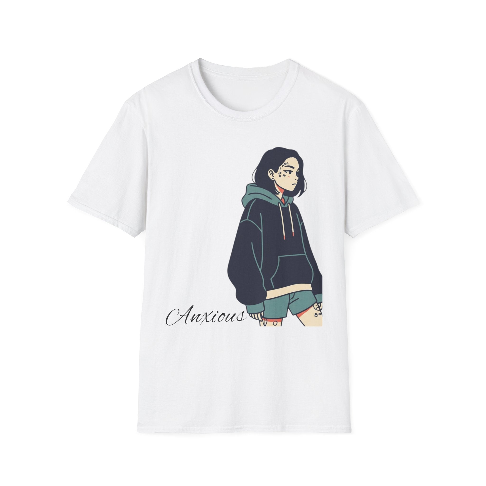 T‑Shirt — Moody Anime Girl Hoodie Illustration Tee