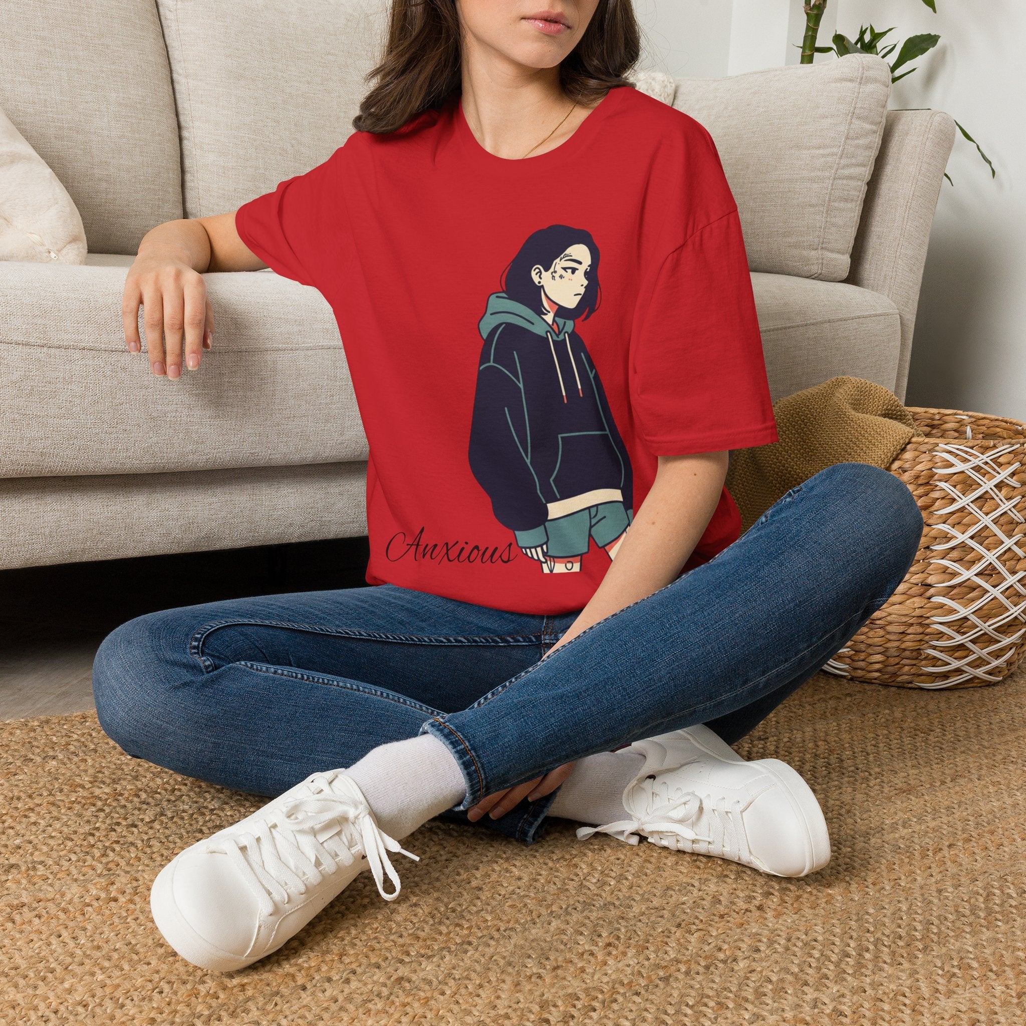 T‑Shirt — Moody Anime Girl Hoodie Illustration Tee