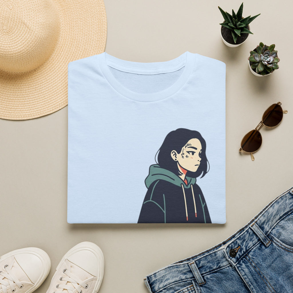 T‑Shirt — Moody Anime Girl Hoodie Illustration Tee