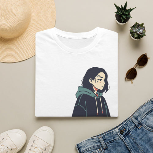 T‑Shirt — Moody Anime Girl Hoodie Illustration Tee