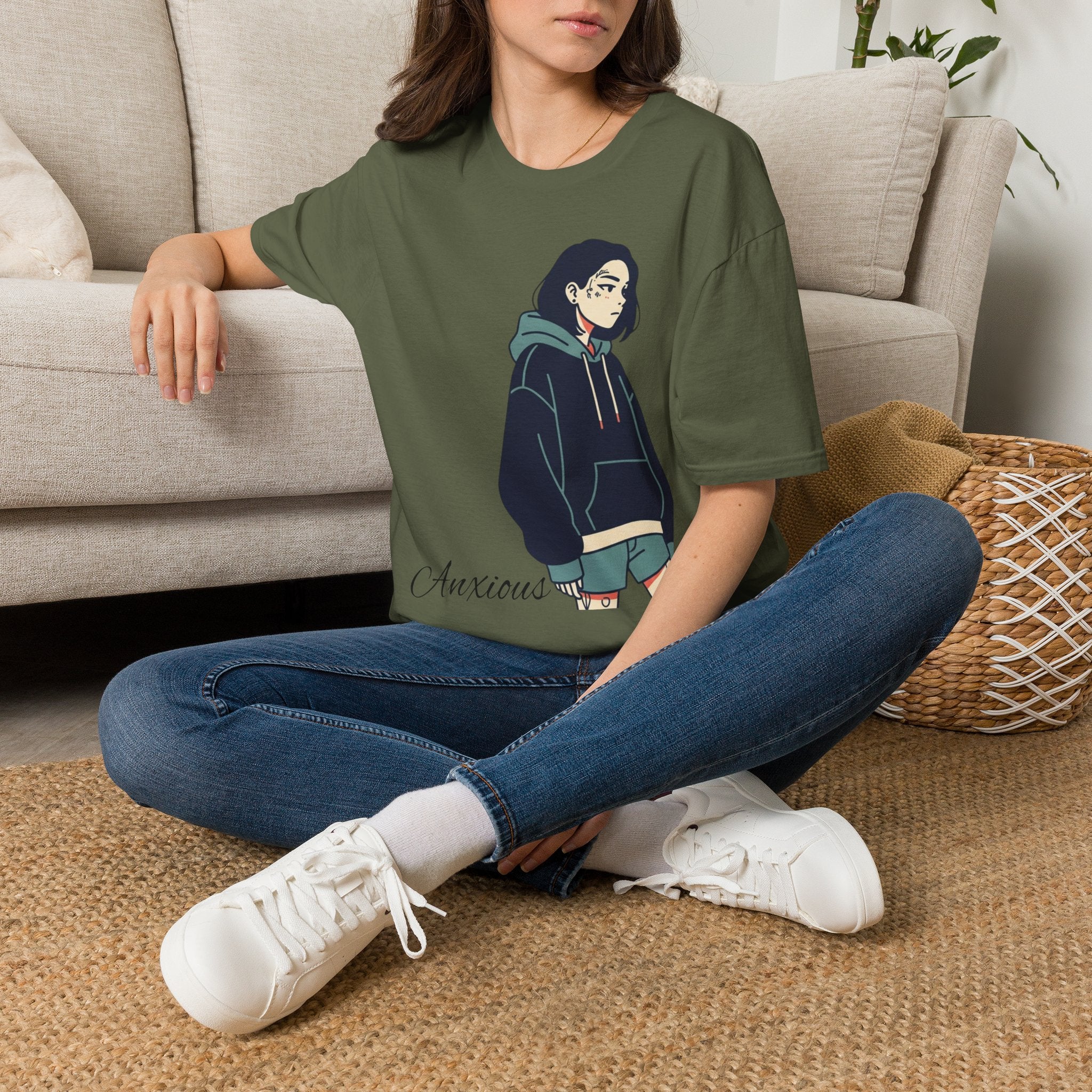 T‑Shirt — Moody Anime Girl Hoodie Illustration Tee