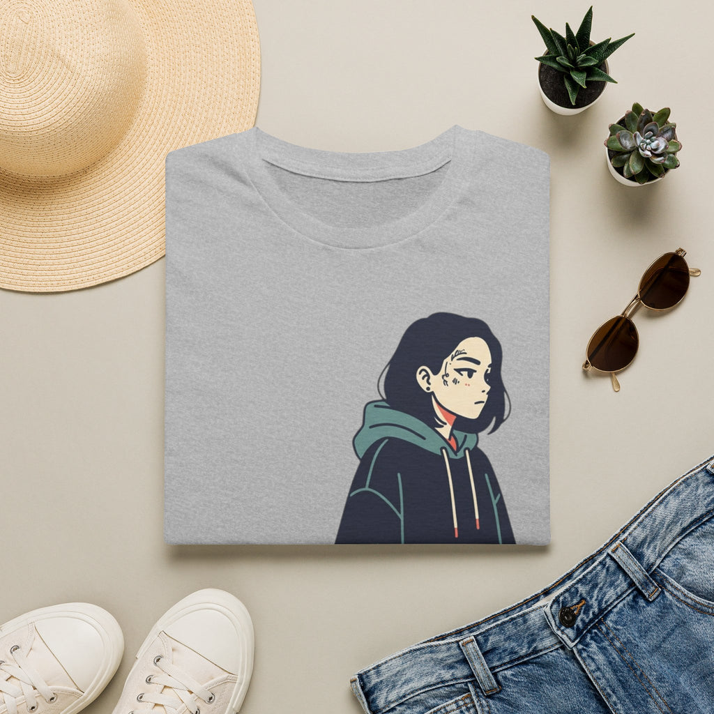 T‑Shirt — Moody Anime Girl Hoodie Illustration Tee