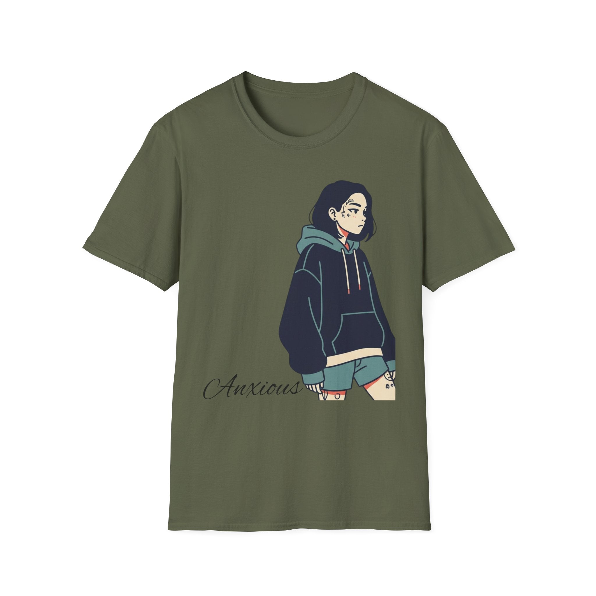 T‑Shirt — Moody Anime Girl Hoodie Illustration Tee