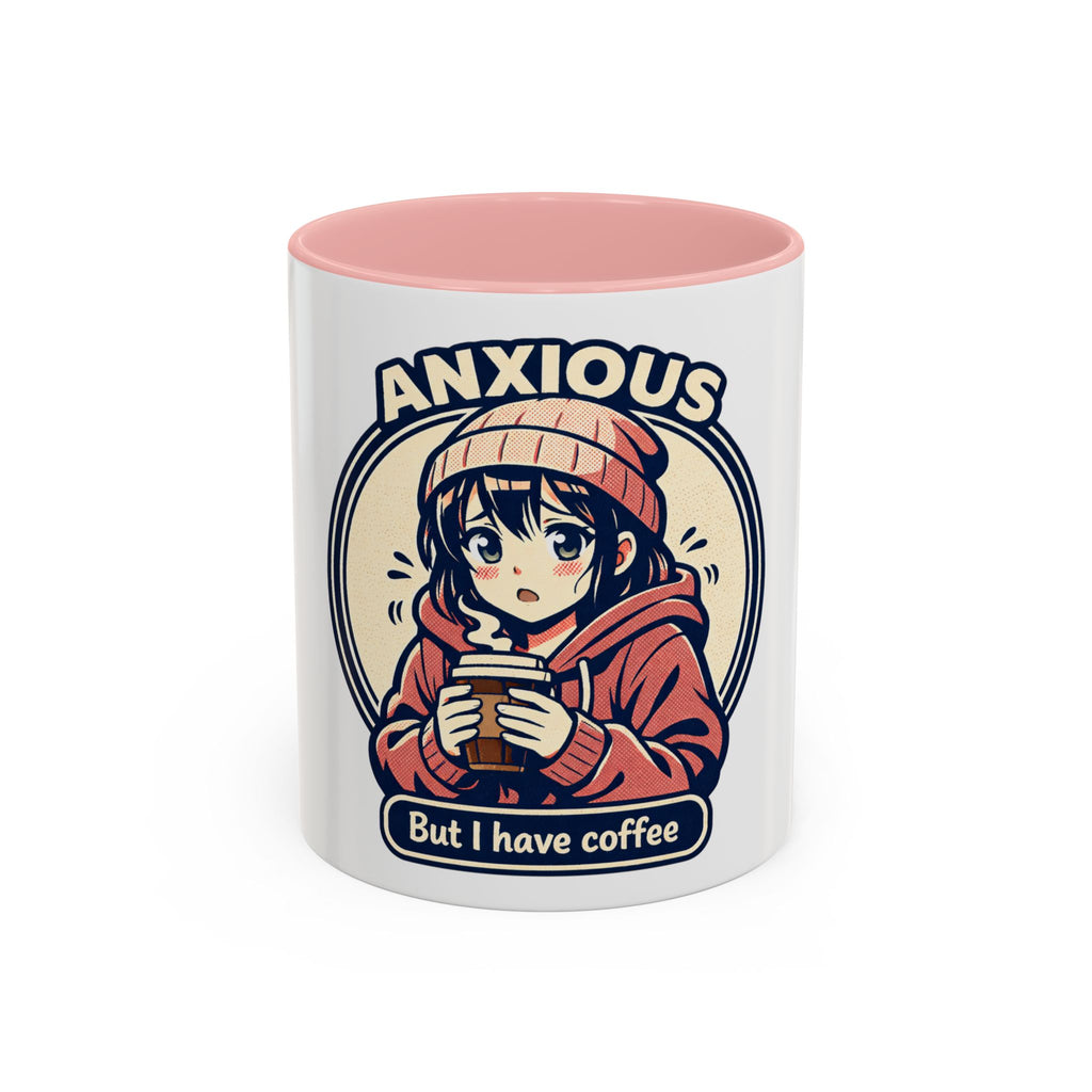 Coffee Mug — 'Anxious But I Have Coffee' Cute Anime Comfort Mug