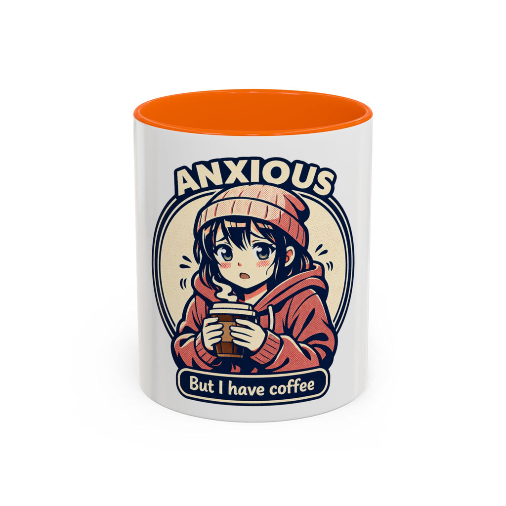Coffee Mug — 'Anxious But I Have Coffee' Cute Anime Comfort Mug