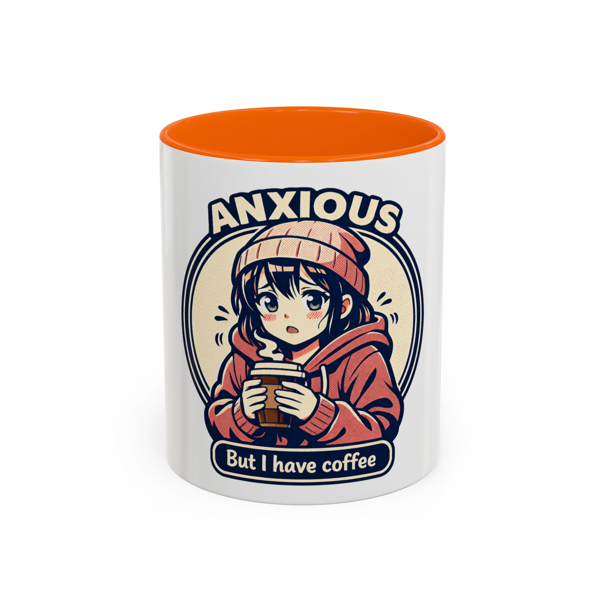 Coffee Mug — 'Anxious But I Have Coffee' Cute Anime Comfort Mug