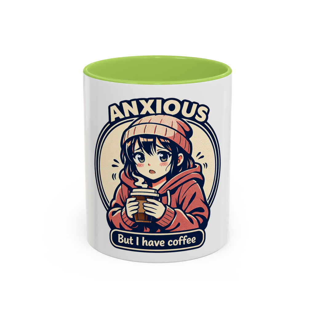 Coffee Mug — 'Anxious But I Have Coffee' Cute Anime Comfort Mug